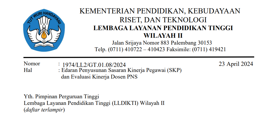 Edaran Penyusunan Sasaran Kinerja Pegawai (SKP) dan Evaluasi Kinerja Dosen PNS