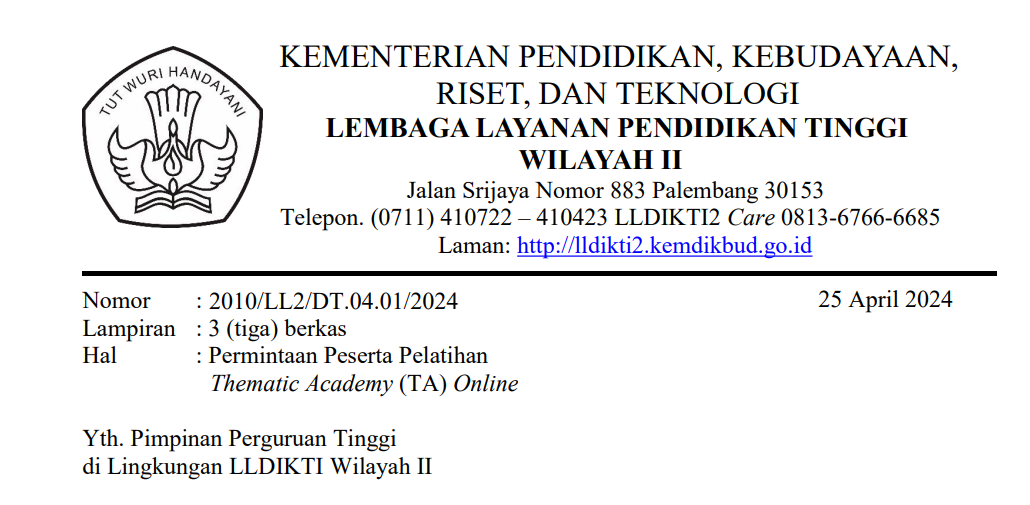 Permintaan Peserta Pelatihan Thematic Academy (TA) Online