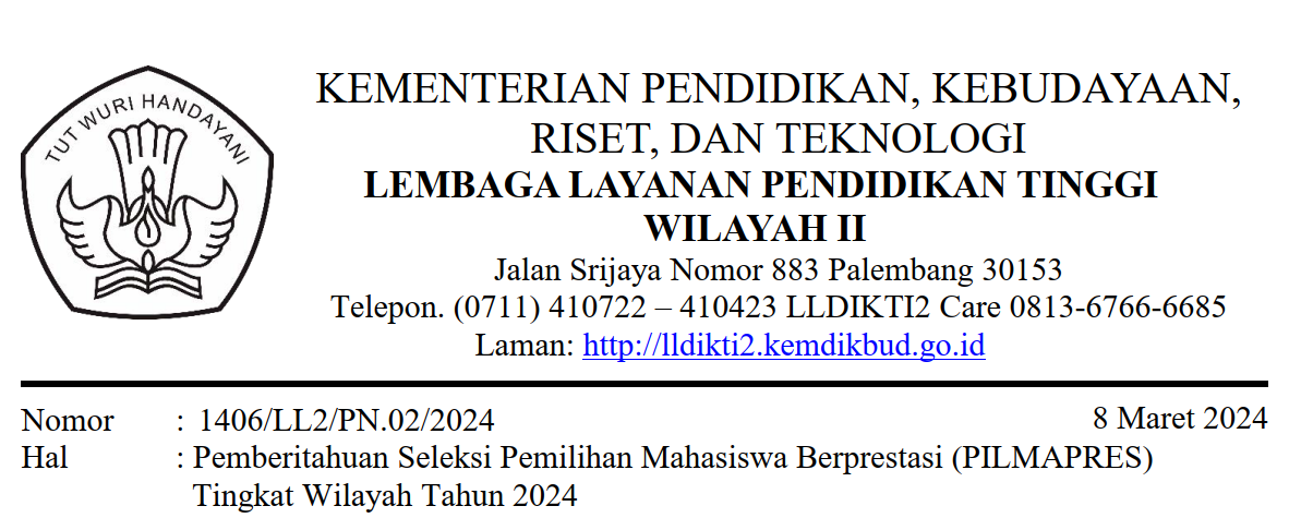 Pemberitahuan Seleksi Pemilihan Mahasiswa Berprestasi (PILMAPRES) Tingkat Wilayah Tahun 2024